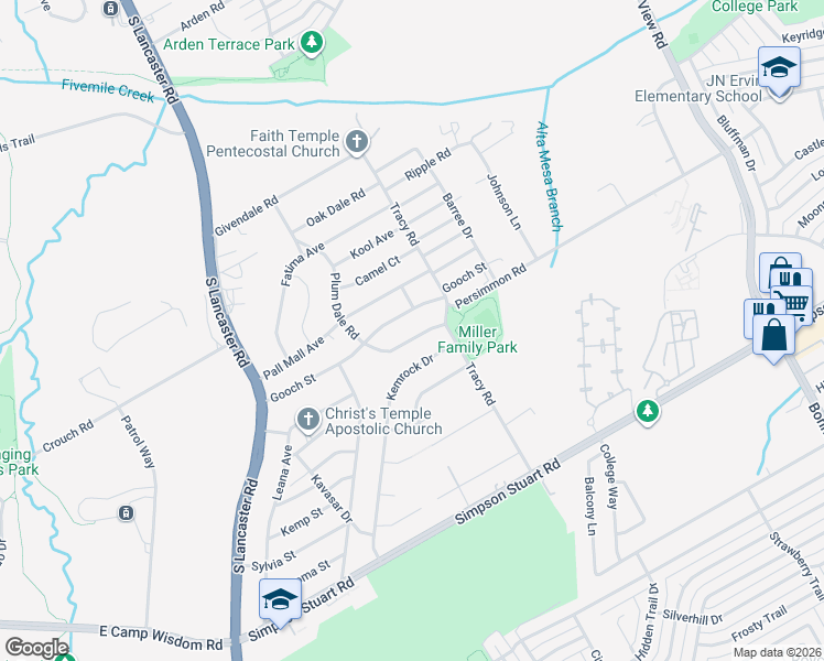 map of restaurants, bars, coffee shops, grocery stores, and more near 6050 Plum Dale Road in Dallas