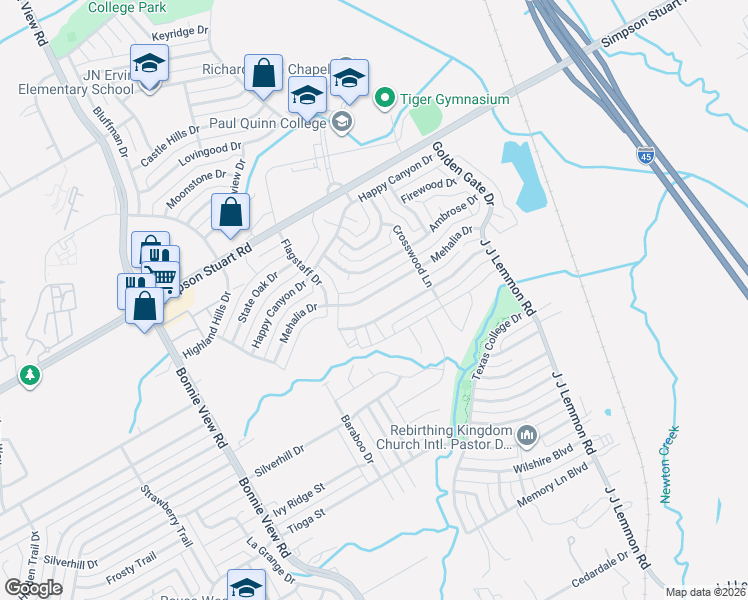 map of restaurants, bars, coffee shops, grocery stores, and more near 4048 Mehalia Drive in Dallas
