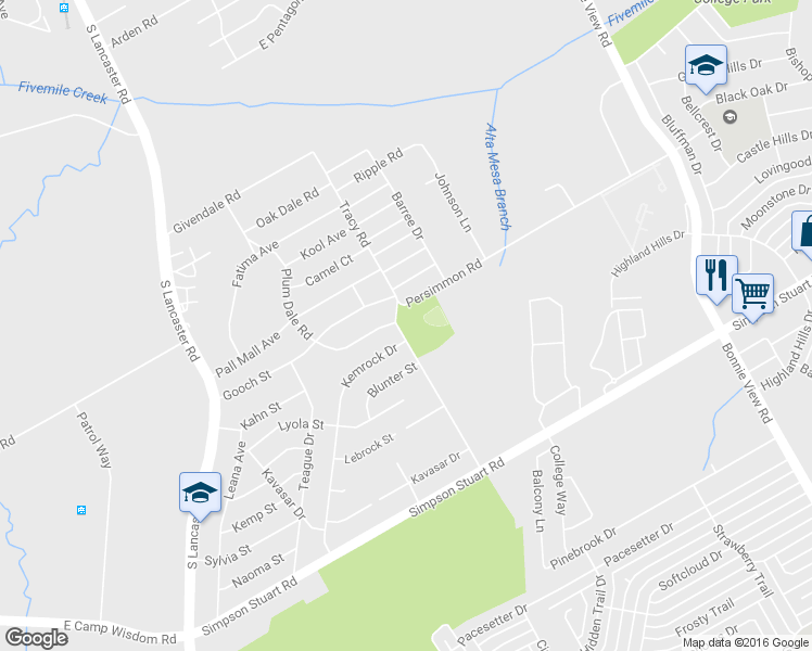 map of restaurants, bars, coffee shops, grocery stores, and more near 5922 Tracy Road in Dallas