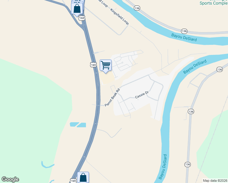 map of restaurants, bars, coffee shops, grocery stores, and more near 195 Parrot Beak Road in Sterlington