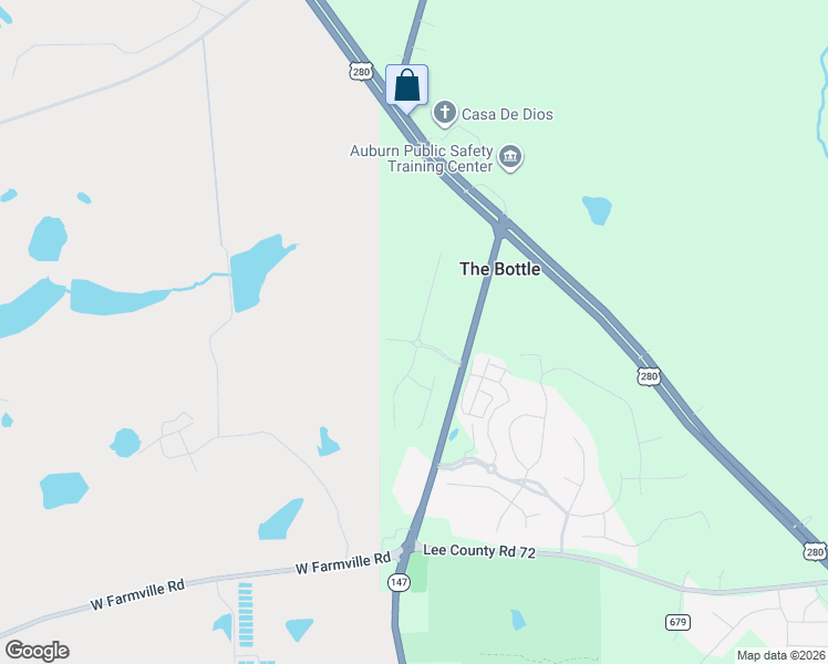 map of restaurants, bars, coffee shops, grocery stores, and more near 4145 Alabama 147 in Auburn