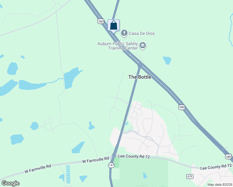 map of restaurants, bars, coffee shops, grocery stores, and more near 4145 Alabama 147 in Auburn