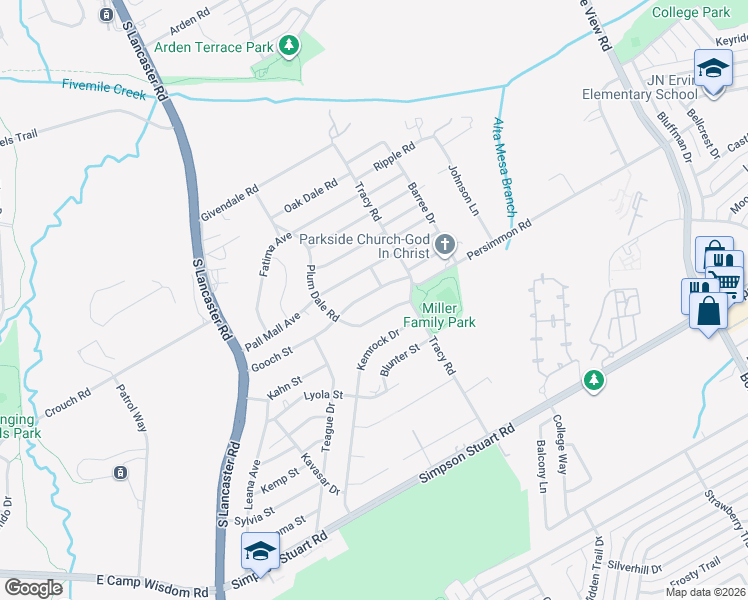 map of restaurants, bars, coffee shops, grocery stores, and more near 6050 Plum Dale Road in Dallas