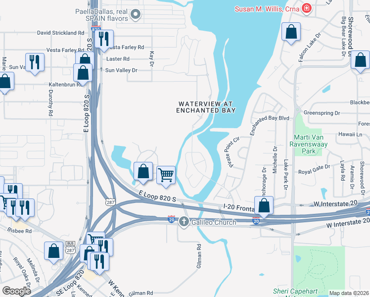 map of restaurants, bars, coffee shops, grocery stores, and more near 4770 Treasure Island Trail in Arlington