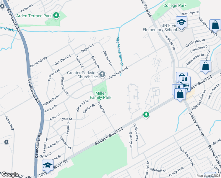 map of restaurants, bars, coffee shops, grocery stores, and more near 2902 Persimmon Road in Dallas