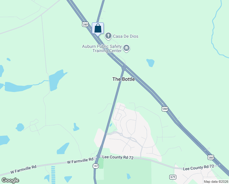 map of restaurants, bars, coffee shops, grocery stores, and more near 4145 Alabama 147 in Auburn