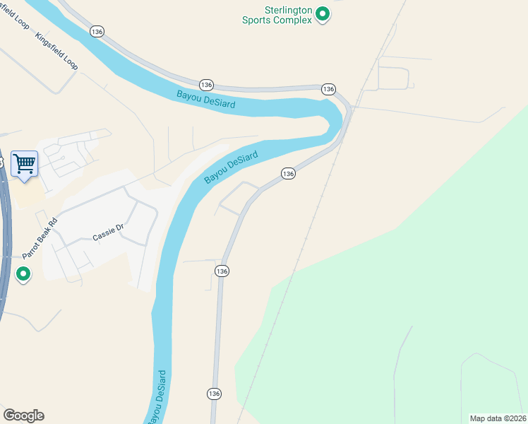 map of restaurants, bars, coffee shops, grocery stores, and more near 951 State Highway 136 in Sterlington