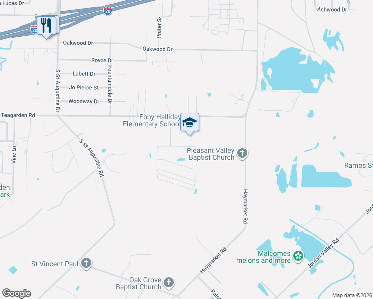 map of restaurants, bars, coffee shops, grocery stores, and more near Education Way in Dallas