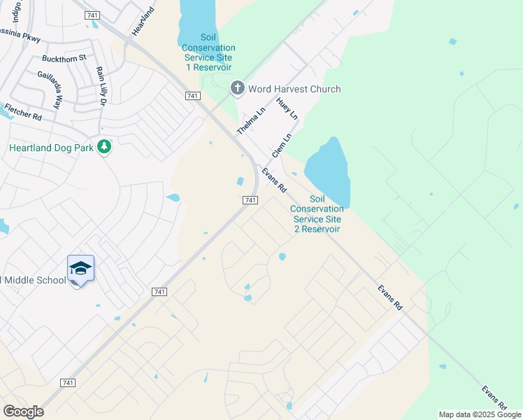 map of restaurants, bars, coffee shops, grocery stores, and more near 1629 Dream Dr in Crandall