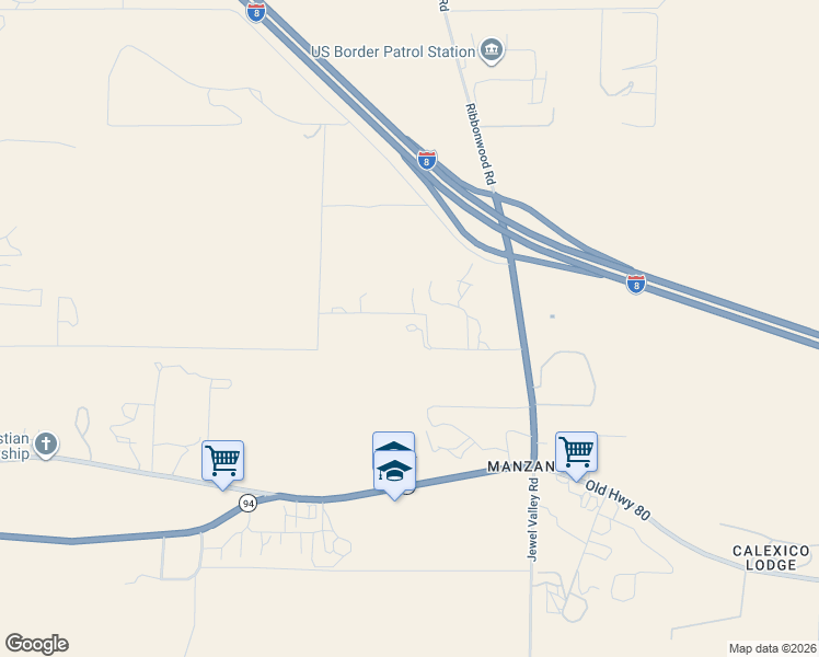 map of restaurants, bars, coffee shops, grocery stores, and more near 39635 Manzanita Dulce Road in Boulevard