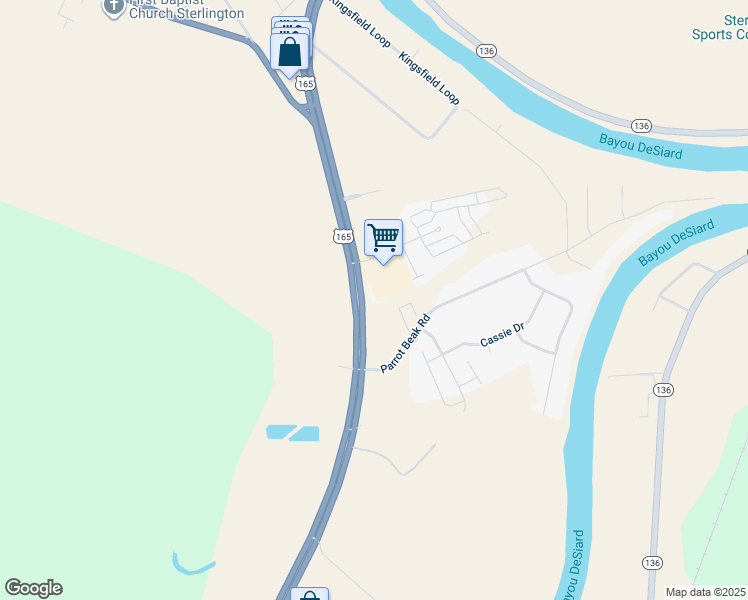 map of restaurants, bars, coffee shops, grocery stores, and more near in Sterlington
