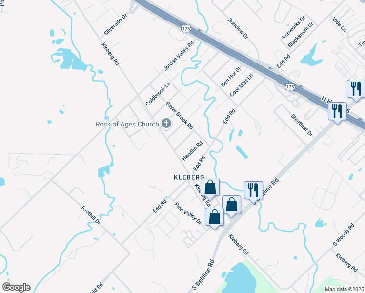 map of restaurants, bars, coffee shops, grocery stores, and more near 2341 Cool Mist Lane in Dallas