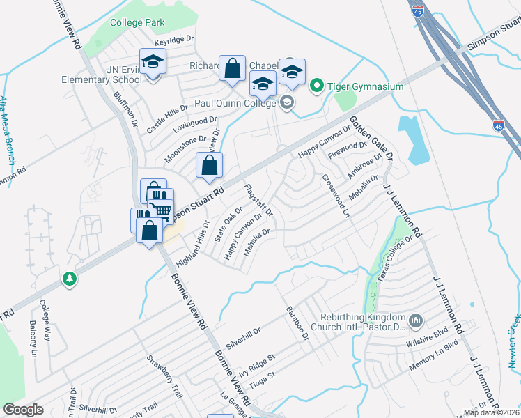 map of restaurants, bars, coffee shops, grocery stores, and more near 3871 Happy Canyon Drive in Dallas