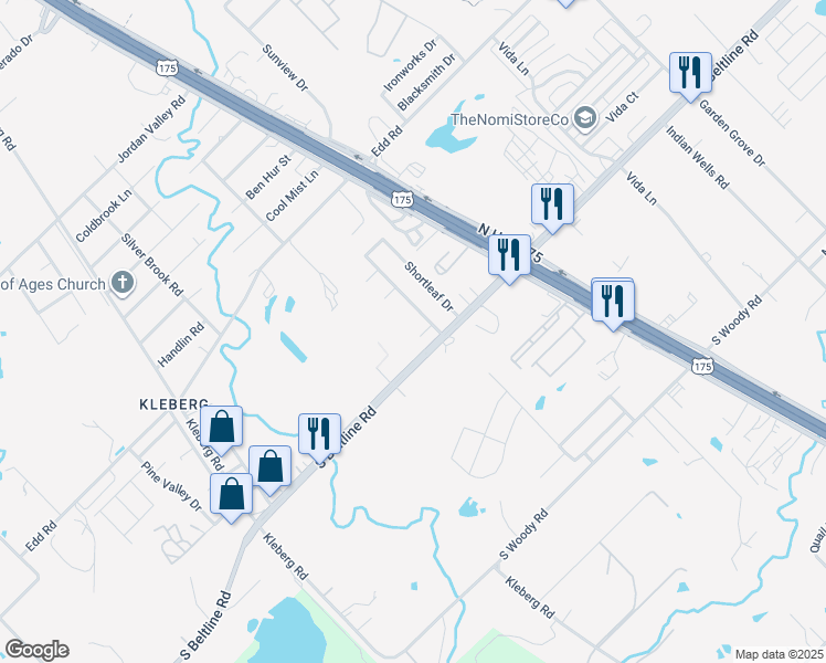 map of restaurants, bars, coffee shops, grocery stores, and more near 13539 Baldcypress Drive in Dallas
