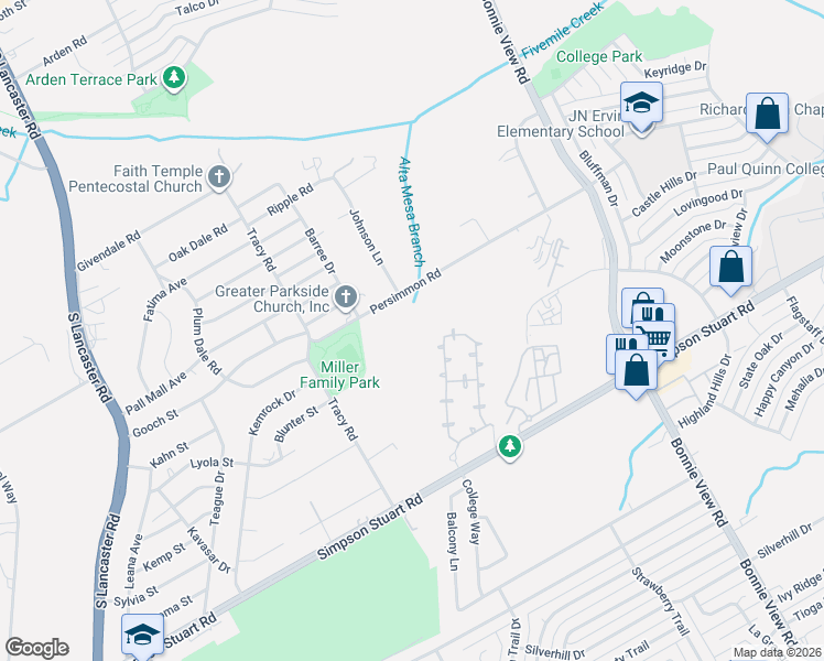 map of restaurants, bars, coffee shops, grocery stores, and more near 3032 Persimmon Road in Dallas