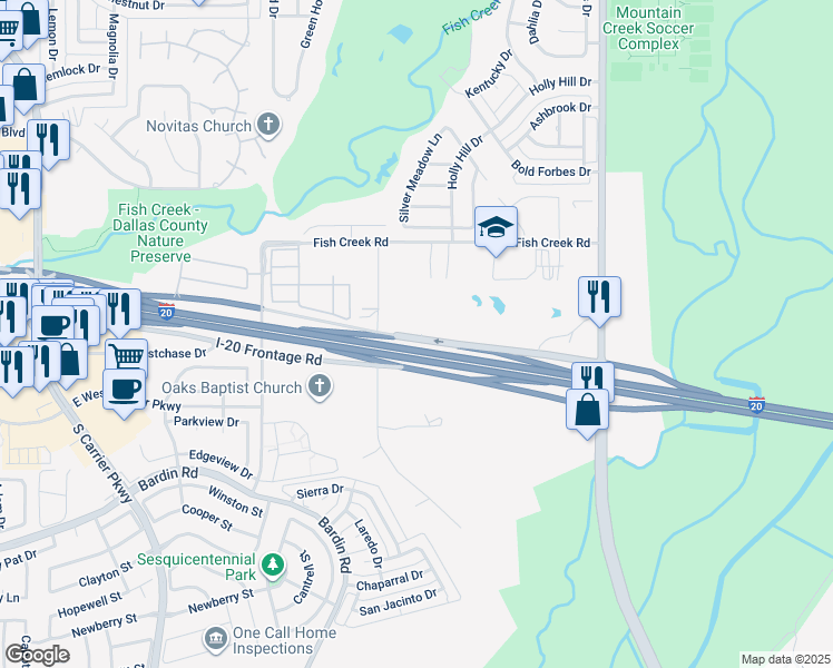 map of restaurants, bars, coffee shops, grocery stores, and more near 3921-3999 Westcliff Rd in Grand Prairie