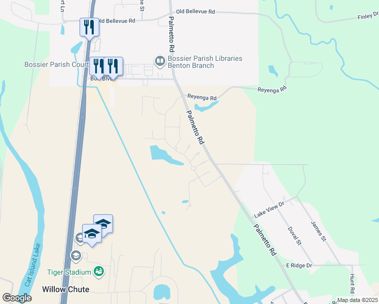 map of restaurants, bars, coffee shops, grocery stores, and more near 13 Ceaser Circle in Benton