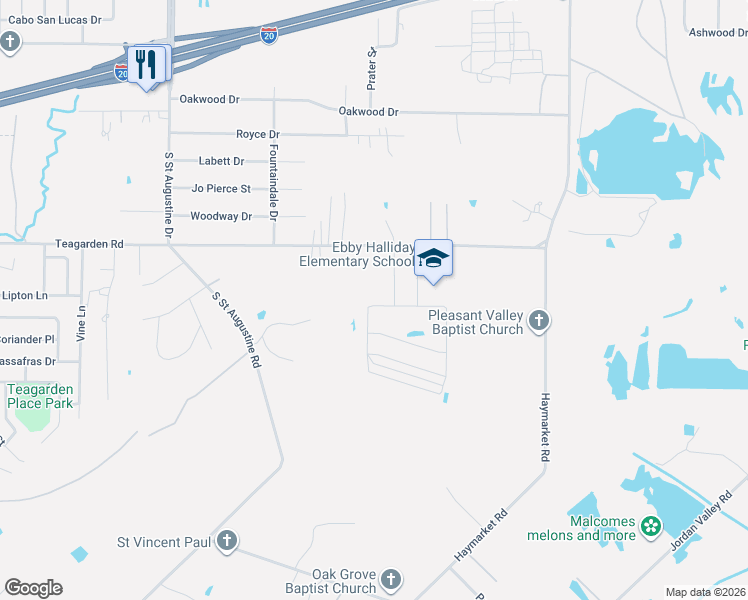 map of restaurants, bars, coffee shops, grocery stores, and more near 10000 Teagarden Road in Dallas