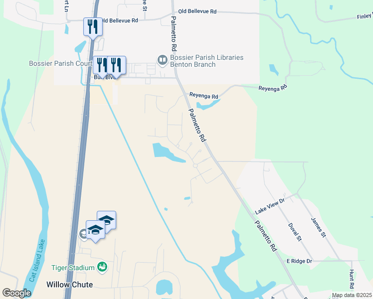 map of restaurants, bars, coffee shops, grocery stores, and more near 21 Ceaser Circle in Benton