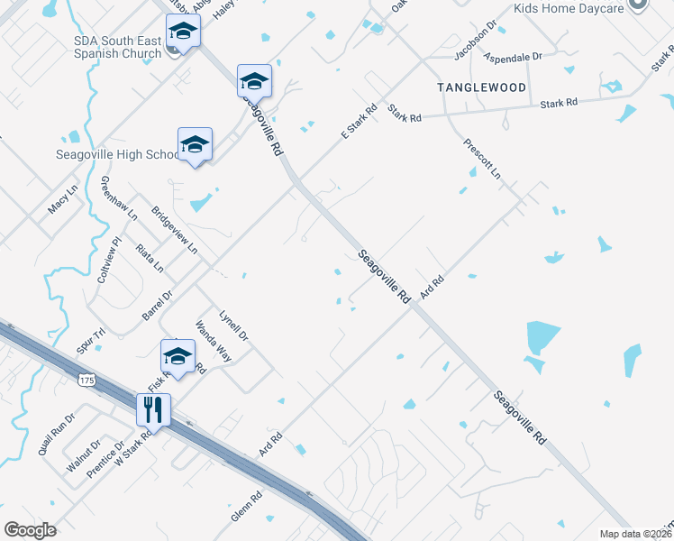 map of restaurants, bars, coffee shops, grocery stores, and more near 2807 Seagoville Road in Seagoville