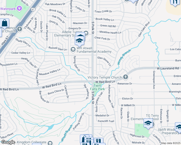 map of restaurants, bars, coffee shops, grocery stores, and more near 6020 Cedar Glen Drive in Dallas