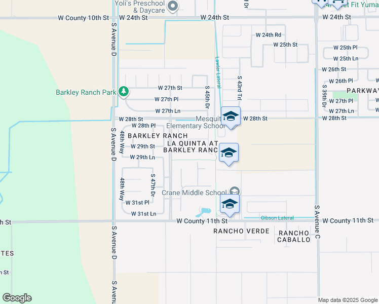 map of restaurants, bars, coffee shops, grocery stores, and more near 4588 La Quinta Lane in Yuma