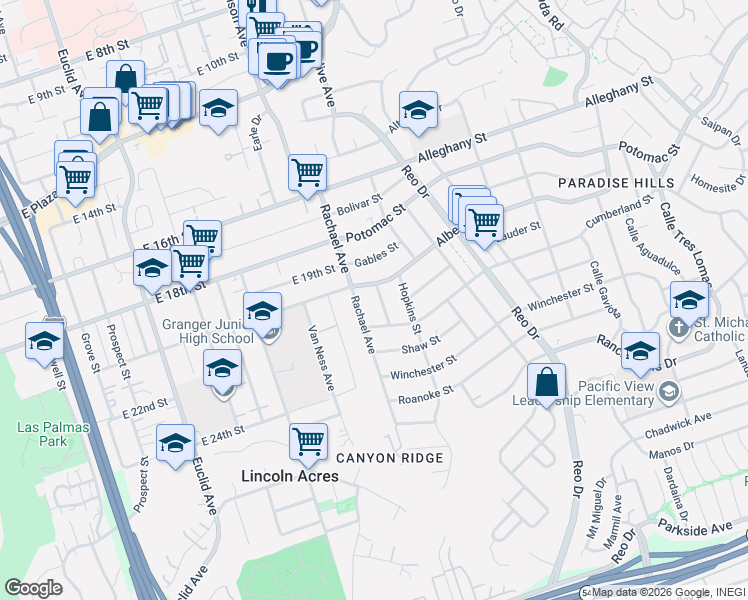 map of restaurants, bars, coffee shops, grocery stores, and more near 2324 Westwood Street in San Diego
