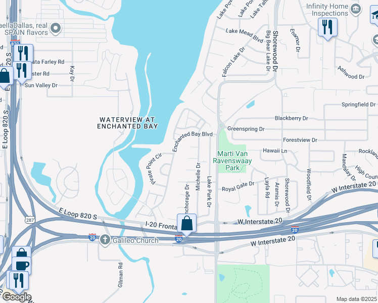 map of restaurants, bars, coffee shops, grocery stores, and more near 7404 Dodd Court in Arlington