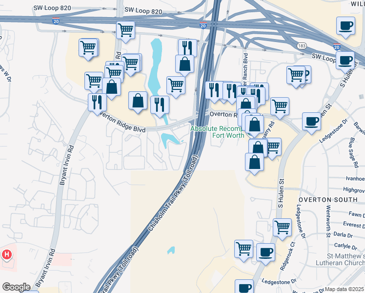 map of restaurants, bars, coffee shops, grocery stores, and more near 5323 Sunfish Drive in Fort Worth