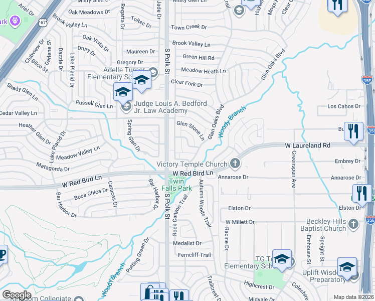 map of restaurants, bars, coffee shops, grocery stores, and more near 918 Stillmeadow Road in Dallas