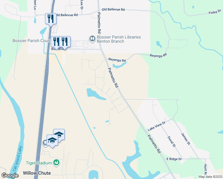 map of restaurants, bars, coffee shops, grocery stores, and more near 13 Ceaser Circle in Benton