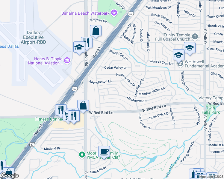 map of restaurants, bars, coffee shops, grocery stores, and more near 2140 Sea Island Drive in Dallas
