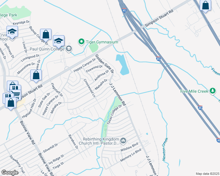 map of restaurants, bars, coffee shops, grocery stores, and more near 4266 Robertson Drive in Dallas