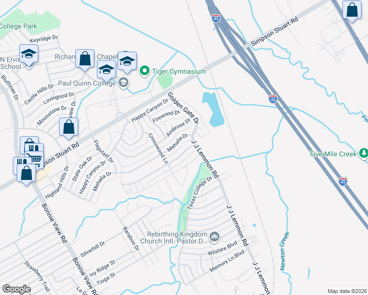 map of restaurants, bars, coffee shops, grocery stores, and more near 4266 Robertson Drive in Dallas