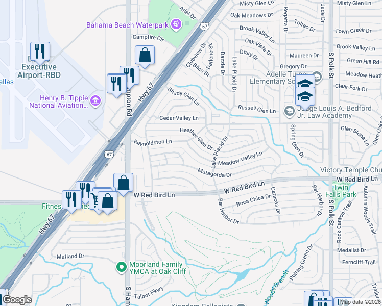 map of restaurants, bars, coffee shops, grocery stores, and more near 1846 Meadow Valley Lane in Dallas