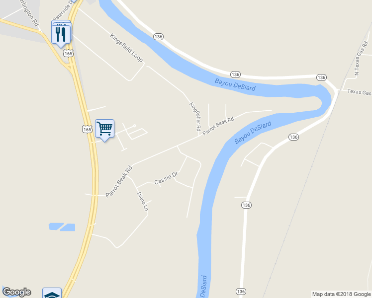 map of restaurants, bars, coffee shops, grocery stores, and more near 372 Parrots Beak in Sterlington