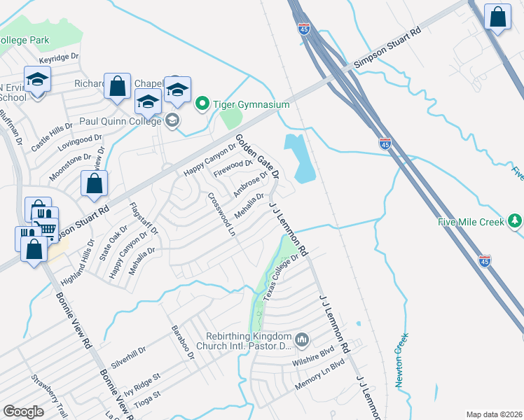 map of restaurants, bars, coffee shops, grocery stores, and more near 4266 Robertson Drive in Dallas
