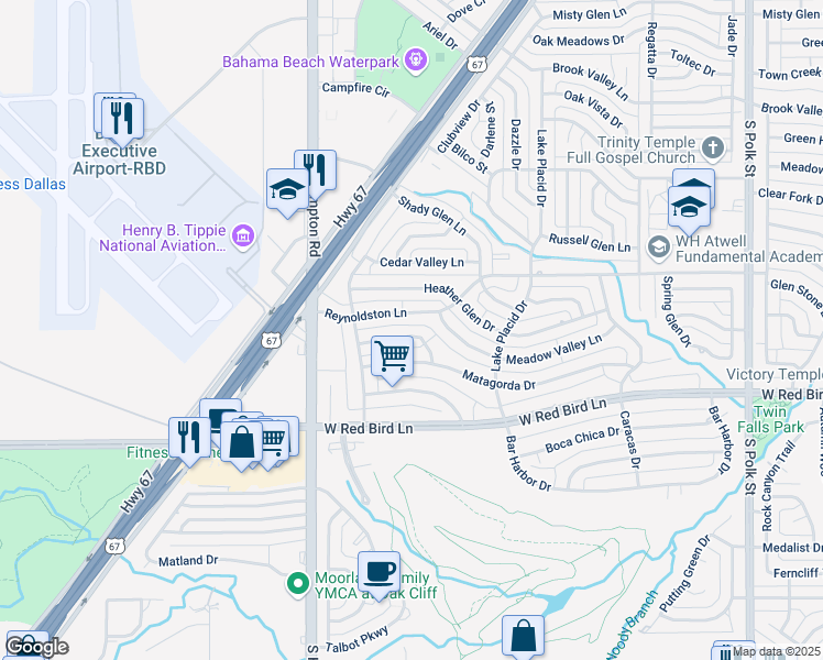 map of restaurants, bars, coffee shops, grocery stores, and more near 2140 Sea Island Drive in Dallas