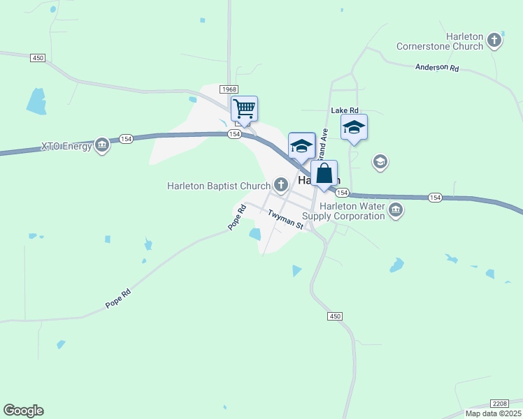 map of restaurants, bars, coffee shops, grocery stores, and more near 375 Twyman Street in Harleton