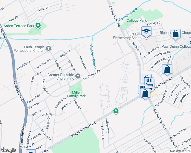 map of restaurants, bars, coffee shops, grocery stores, and more near 3032 Persimmon Road in Dallas
