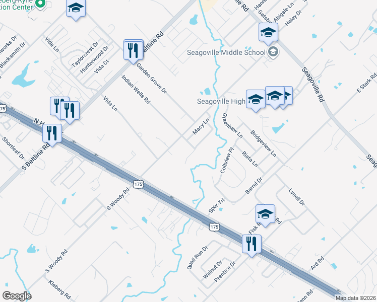 map of restaurants, bars, coffee shops, grocery stores, and more near 14269 Stallion Ridge Drive in Dallas