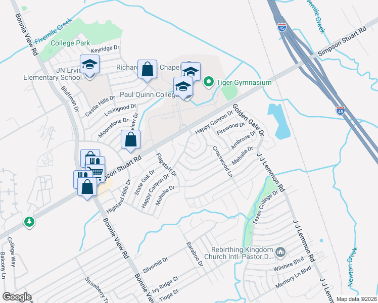 map of restaurants, bars, coffee shops, grocery stores, and more near 3919 Ambrose Drive in Dallas