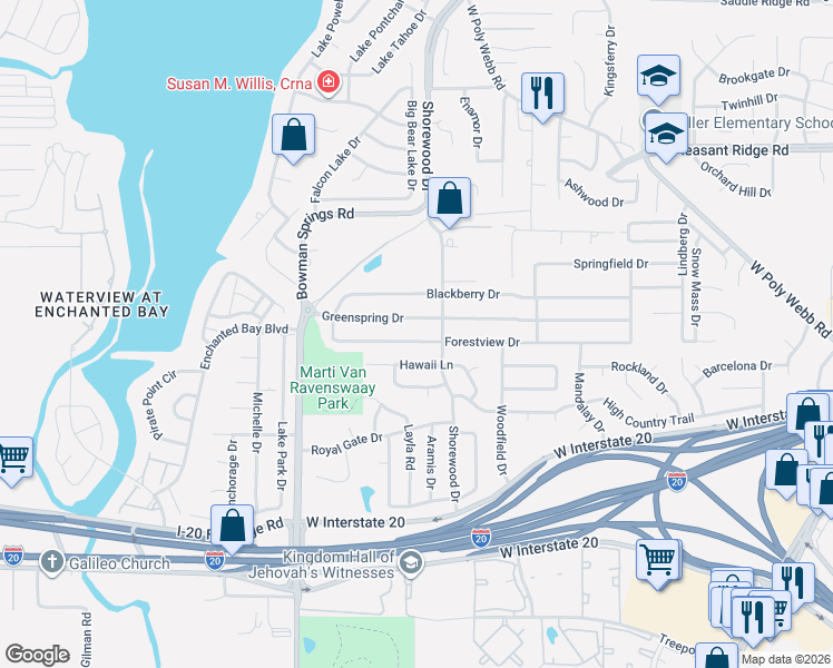 map of restaurants, bars, coffee shops, grocery stores, and more near 7017 Greenspring Drive in Arlington