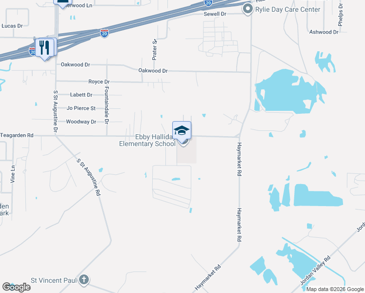 map of restaurants, bars, coffee shops, grocery stores, and more near 10210 Teagarden Road in Dallas