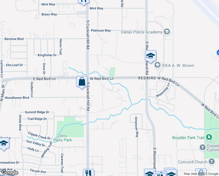 map of restaurants, bars, coffee shops, grocery stores, and more near 4209 North Cedar Circle Drive in Dallas