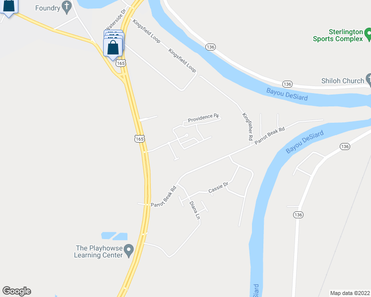 map of restaurants, bars, coffee shops, grocery stores, and more near Providence Park in Sterlington