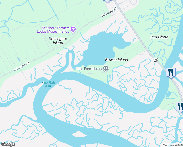 map of restaurants, bars, coffee shops, grocery stores, and more near 1888 Bowens Island Road in Charleston