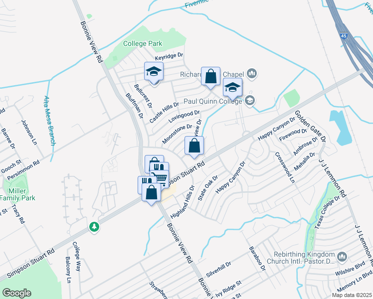 map of restaurants, bars, coffee shops, grocery stores, and more near 3716 Barnabus Drive in Dallas