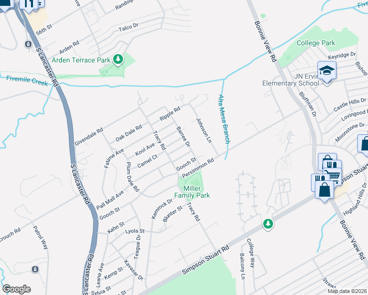 map of restaurants, bars, coffee shops, grocery stores, and more near 2732 Camel Court in Dallas