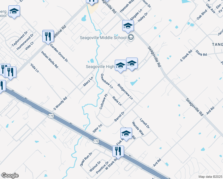 map of restaurants, bars, coffee shops, grocery stores, and more near 14244 Greenhaw Lane in Dallas